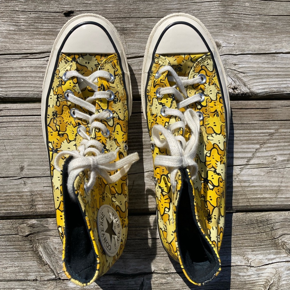 Size 7.5 men’s (9.5 women’s) unisex licensed Woodstock-themed Converse sneakers